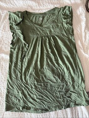 GAP Olive Green Ruffle Sleeve Scoop Neck Tank
